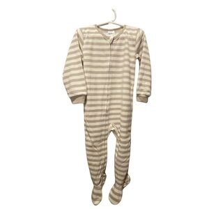 Gerber Beige Striped Footed Pajamas | Cozy Microfleece Zip-Up Sleeper